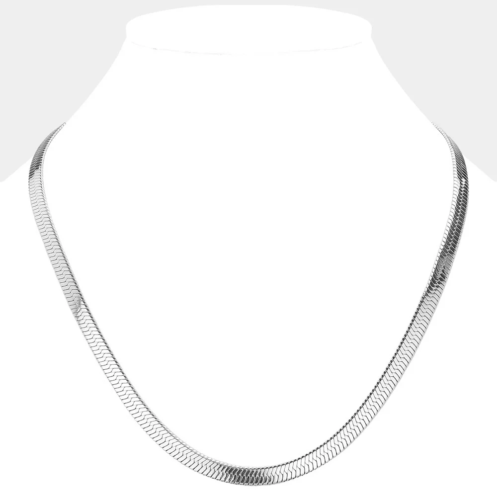 Stainless Steel Herringbone Chain Metal Necklace